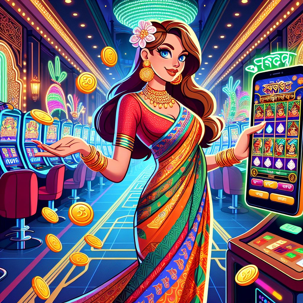 Cartoon casino host with chips, cards, and a phone showing a 299bat game lobby